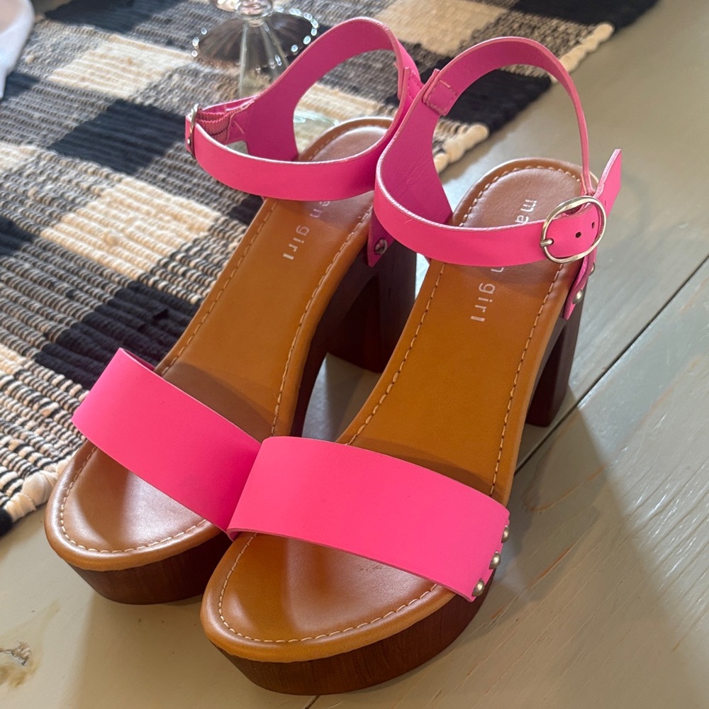Madden Girl Hot Pink Chunky Heel Sandals